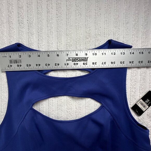 Guess Women Cut Out Sheath Dress Size 14 Blue Sleeveless Lined Back Zip New $118 - Picture 7 of 11